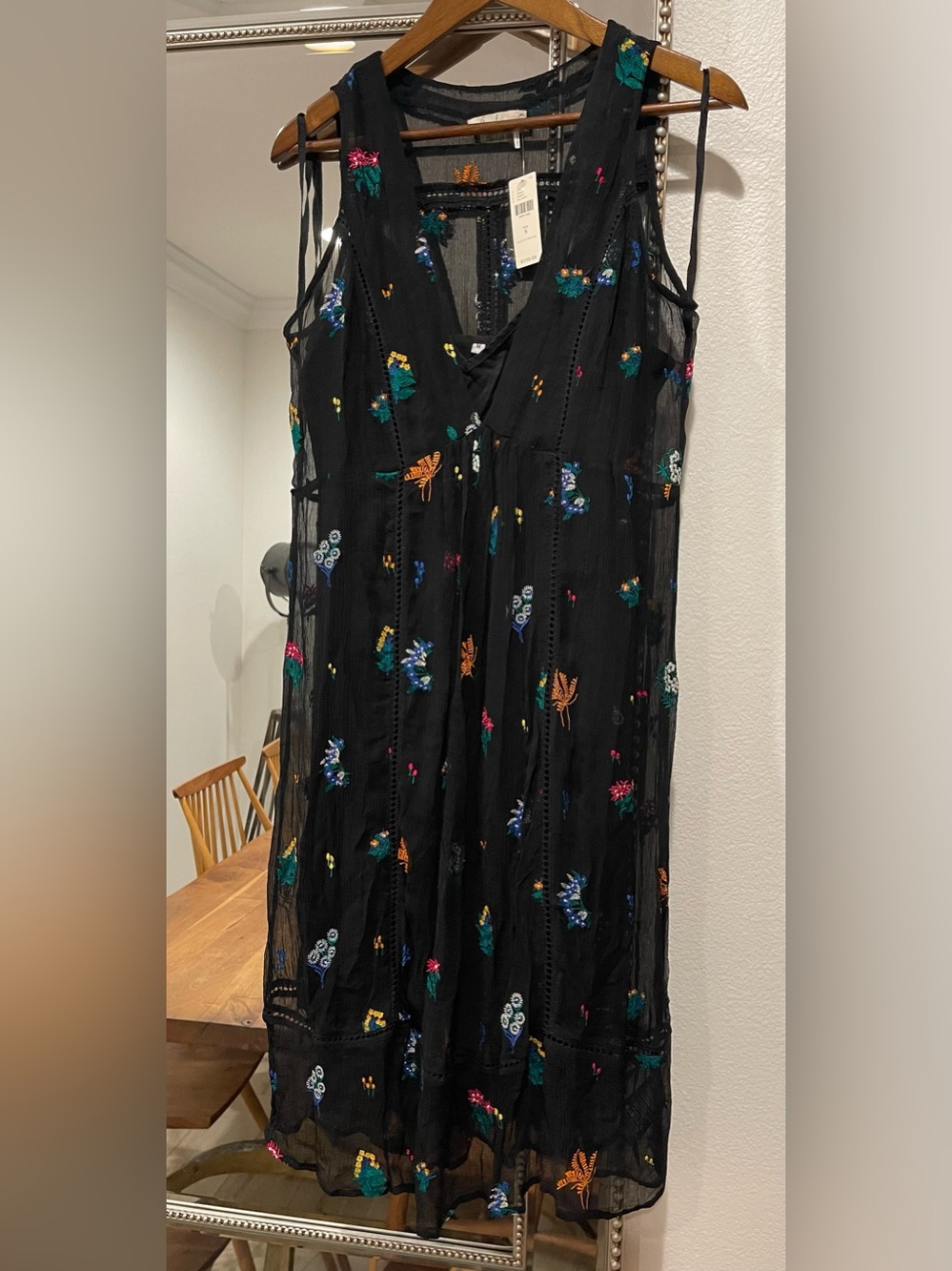 Floreat anthropologie garden Multicolor Floral Embroidery midi dress size 6